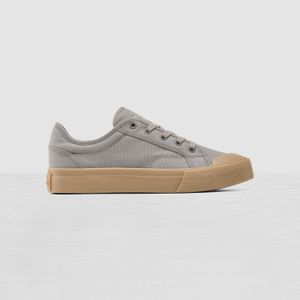 Low Top Sneakers - Grey Canvas Vulcanized Gum Sole