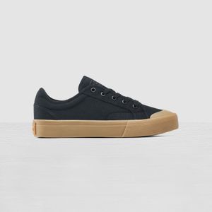 Low Top Canvas Sneakers Black Gum Rubber Sole